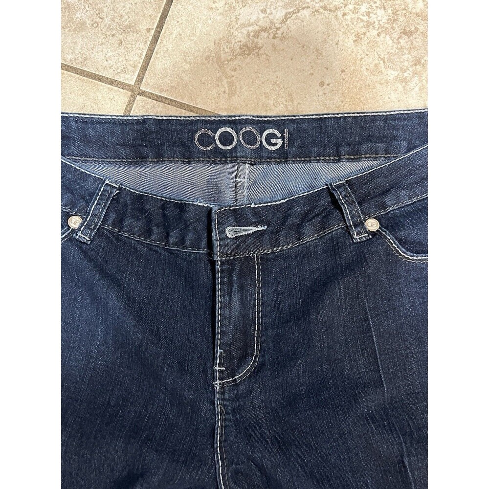 COOGI  Women's  Jeans 34x32 Silver Embroidered Logo‎ Y2K Dark Wash - Picture 2 of 6